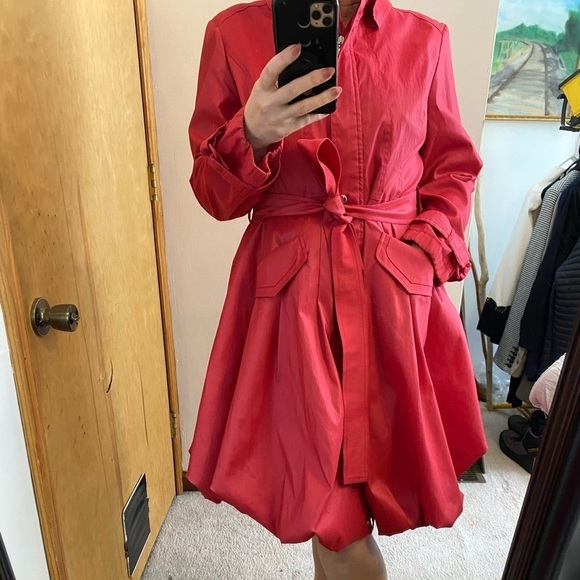 Samuel Dong Pink Shimmer Bubble Hem Coat Dress - Picture 1 of 15